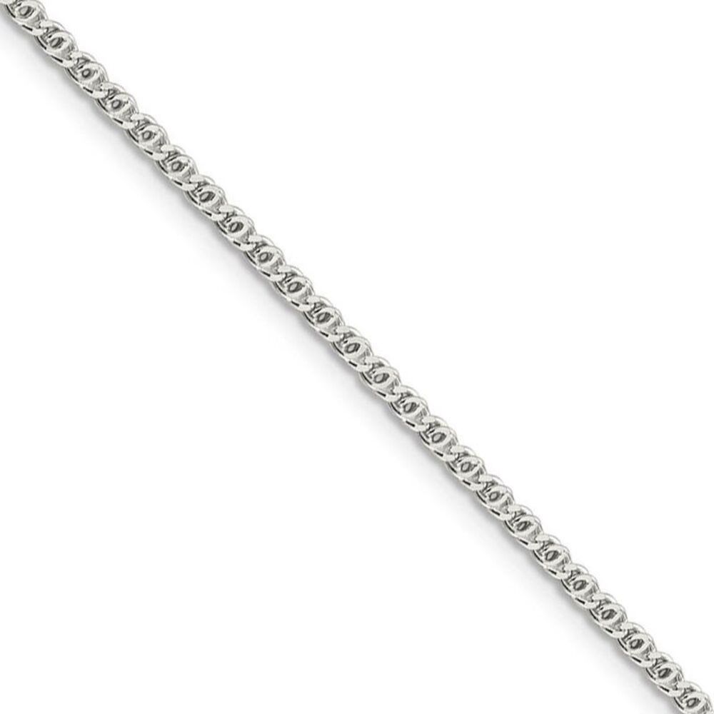2mm, Sterling Silver Fancy Solid Anchor Chain Bracelet, 8 Inch